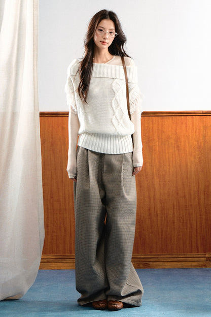 Korean Slanted Shoulder Sweater