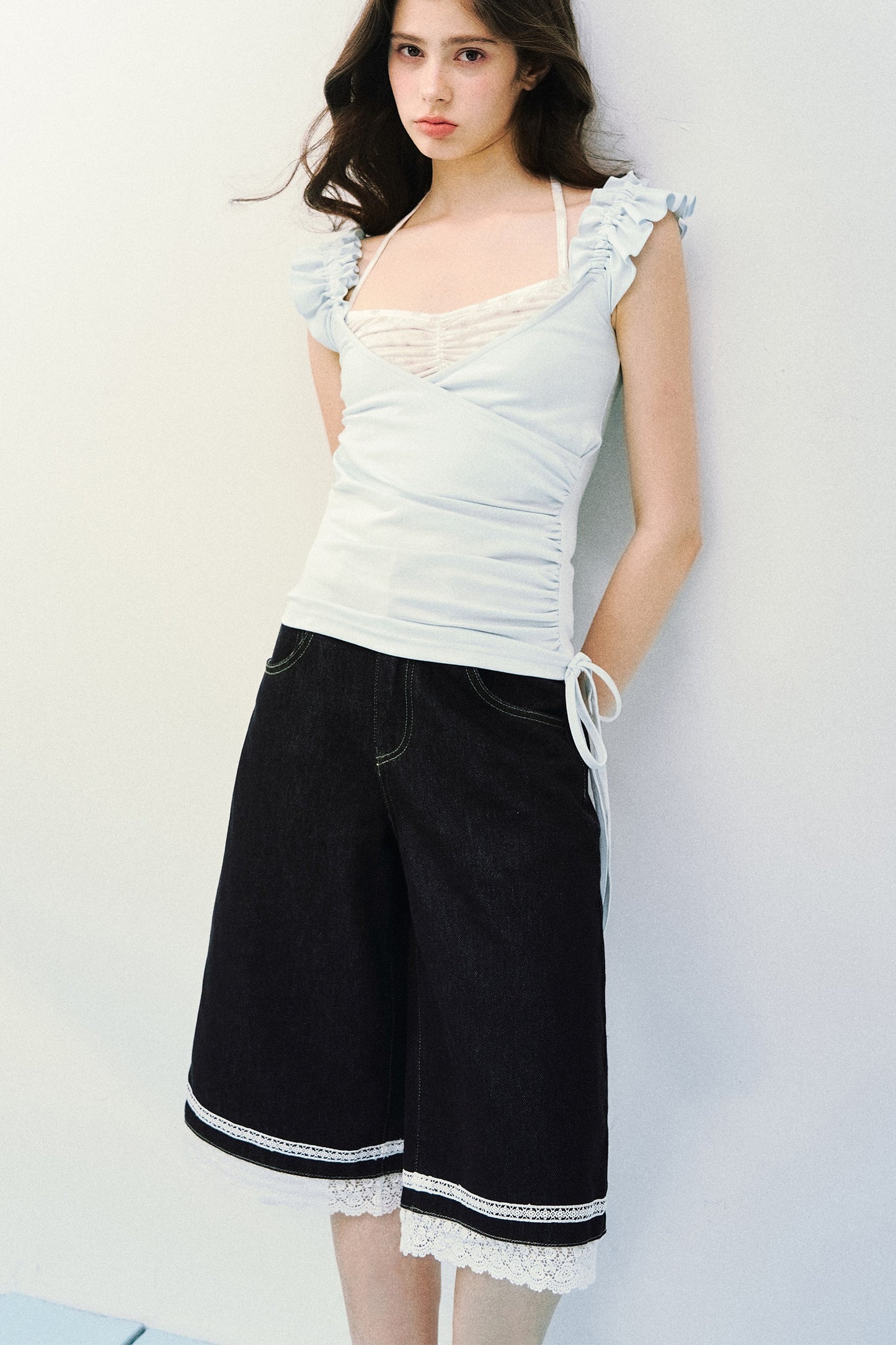Flutter Sleeve Spliced T-Shirt