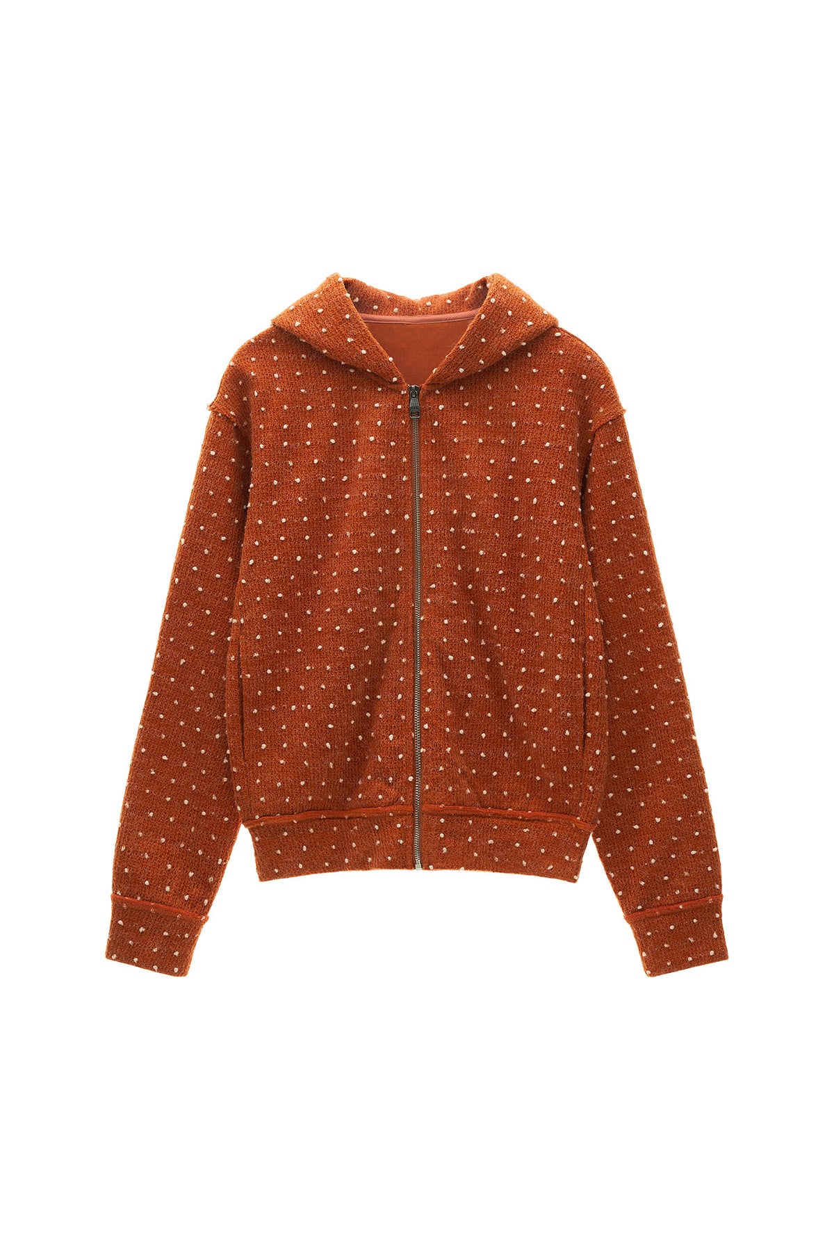 Cardigan à capuche zippé à pois