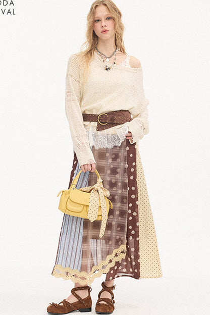Asymmetrical Knit Off-Shoulder Top Set
