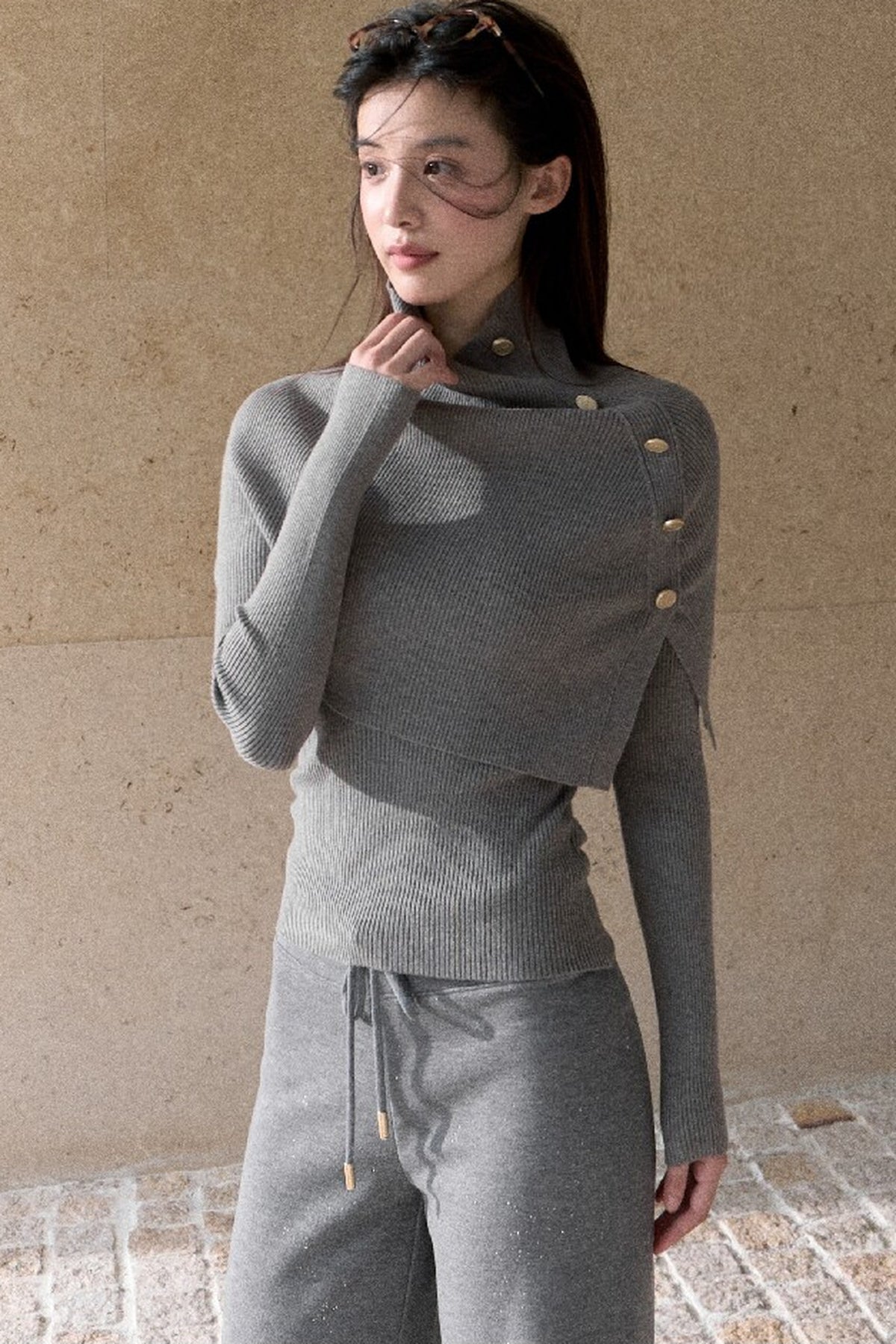 Autumn Thoughts Cape Knit Top and Base Layer Set