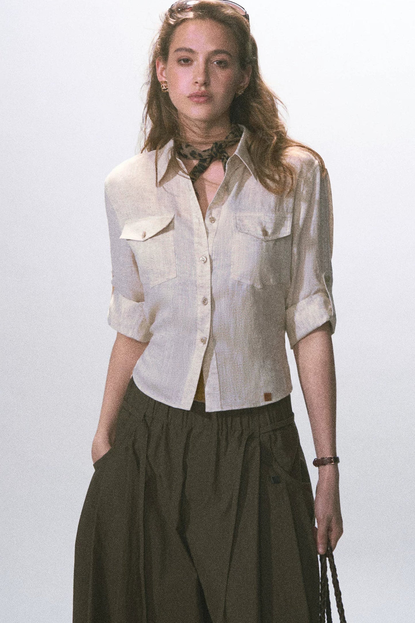 Linen Waist-Cinching Blouse