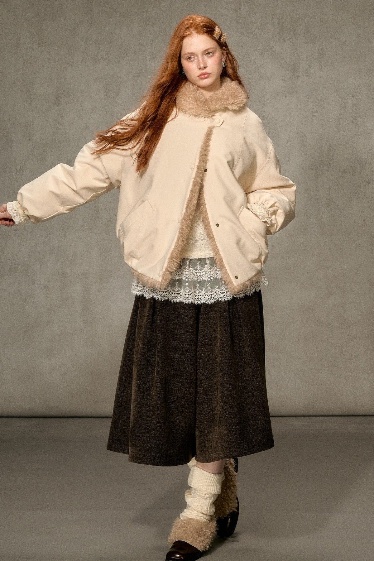 Fur Collar Bud-Shaped Down Jacket