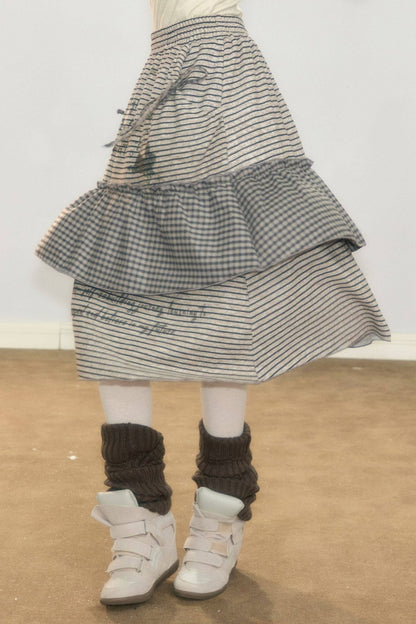 Plaid Letter Print Skirt