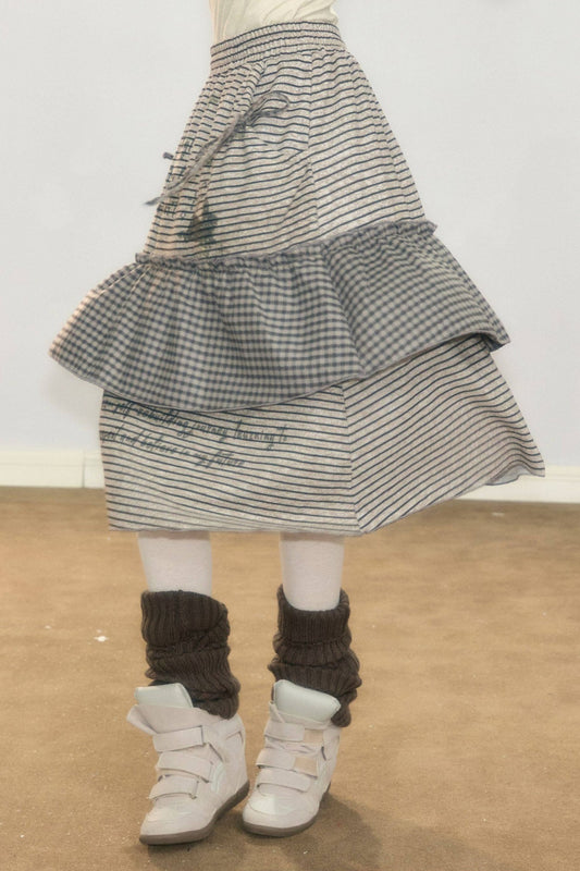 Plaid Letter Print Skirt