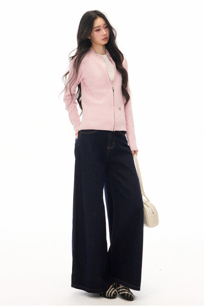 Long Sleeve Knitted Cardigan and Pants Set-Up