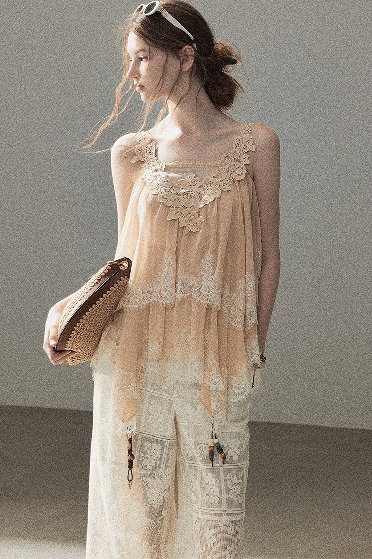 Irregular Lace Chiffon Camisole
