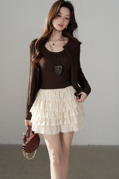 Sophisticated Knitted Cardigan Two-Piece Set