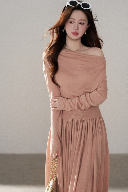 Long Sleeve Knit Top and Skirt Set