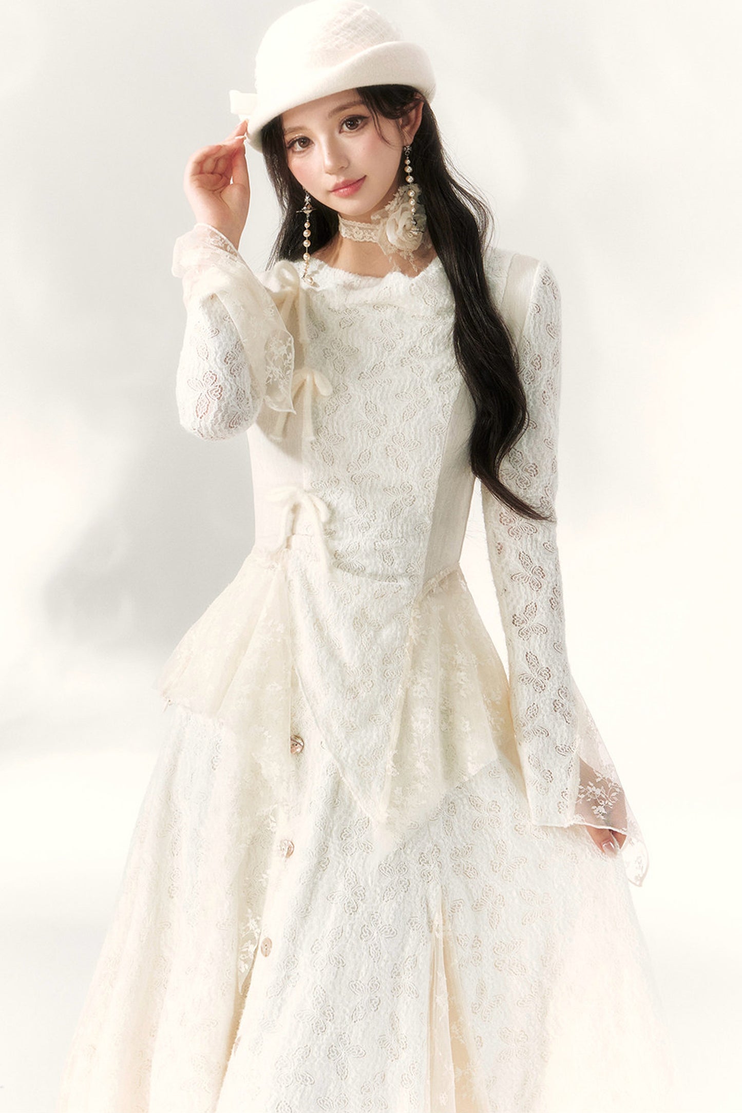 Butterfly Dream Knit Layered-Look and Skirt Set-Up