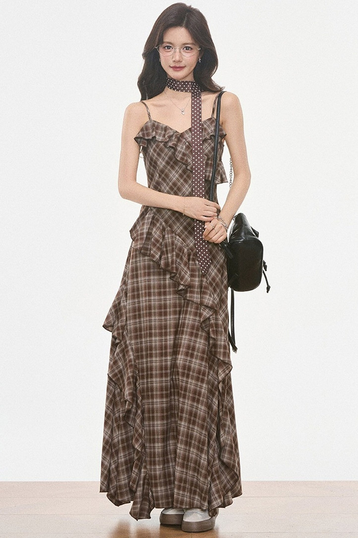 Petite Suede Blazer and Plaid Dress Set-Up