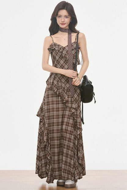 Petite Suede Blazer and Plaid Dress Set-Up