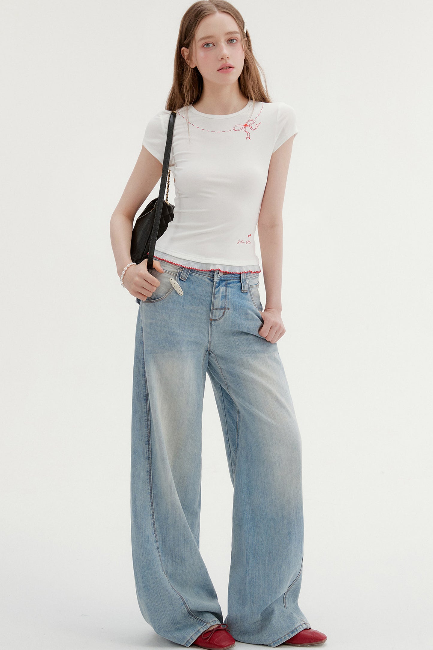 Bow Print Lyocell Blouse