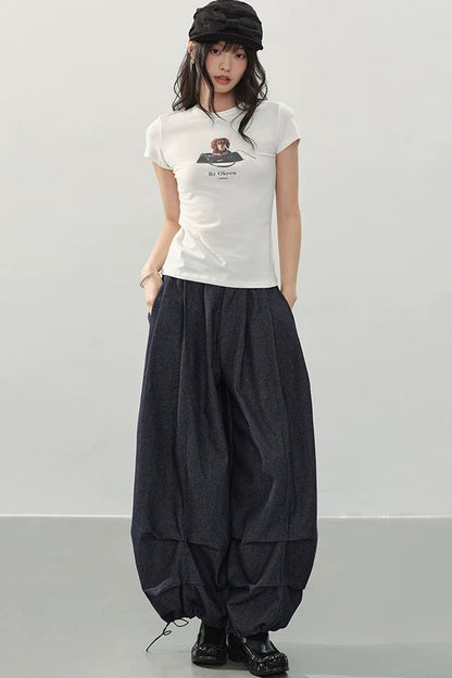 Pantalons Lanternes en Denim de Nuit à Lisbonne