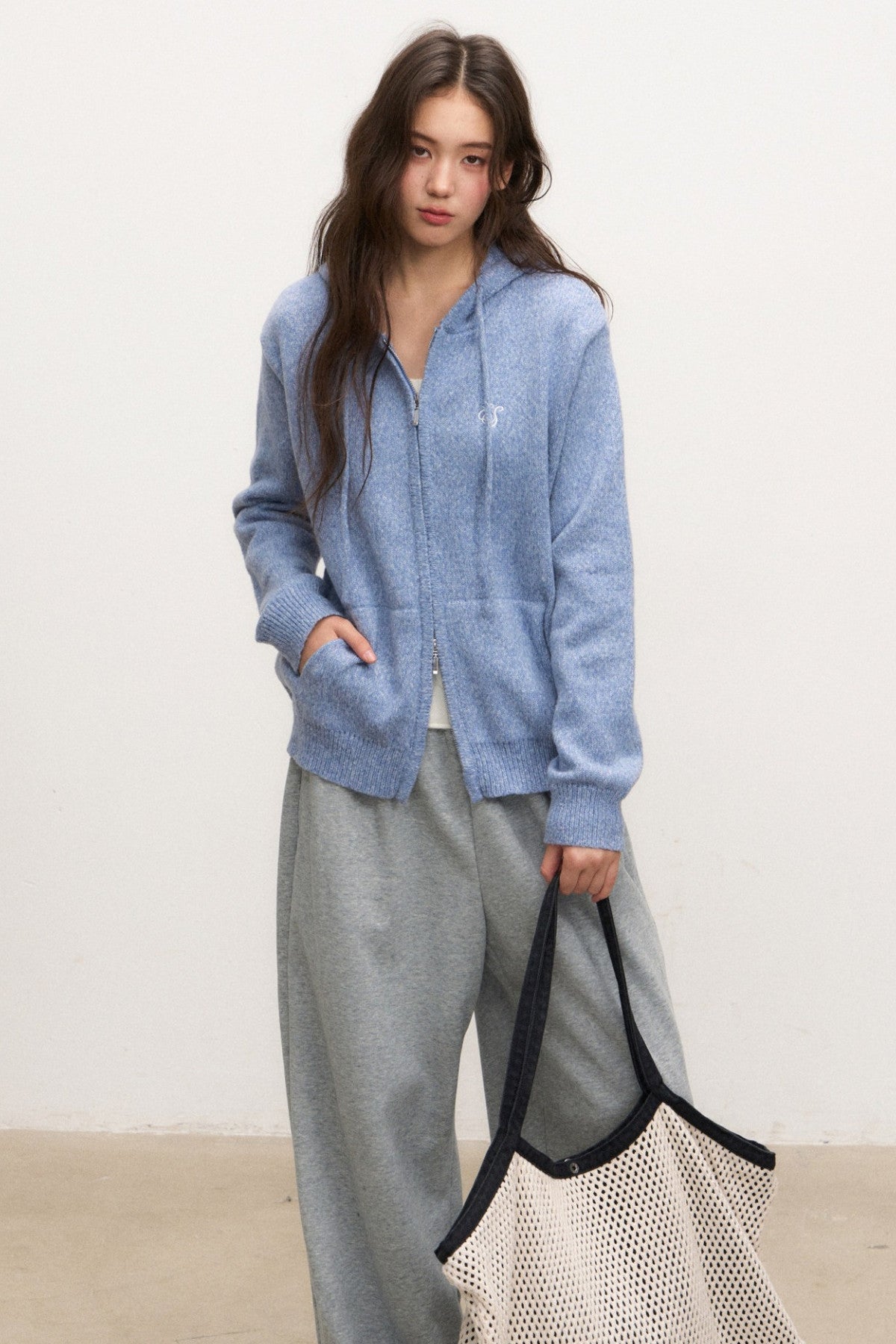 Blue Hooded Jacket and Pants Set-Up