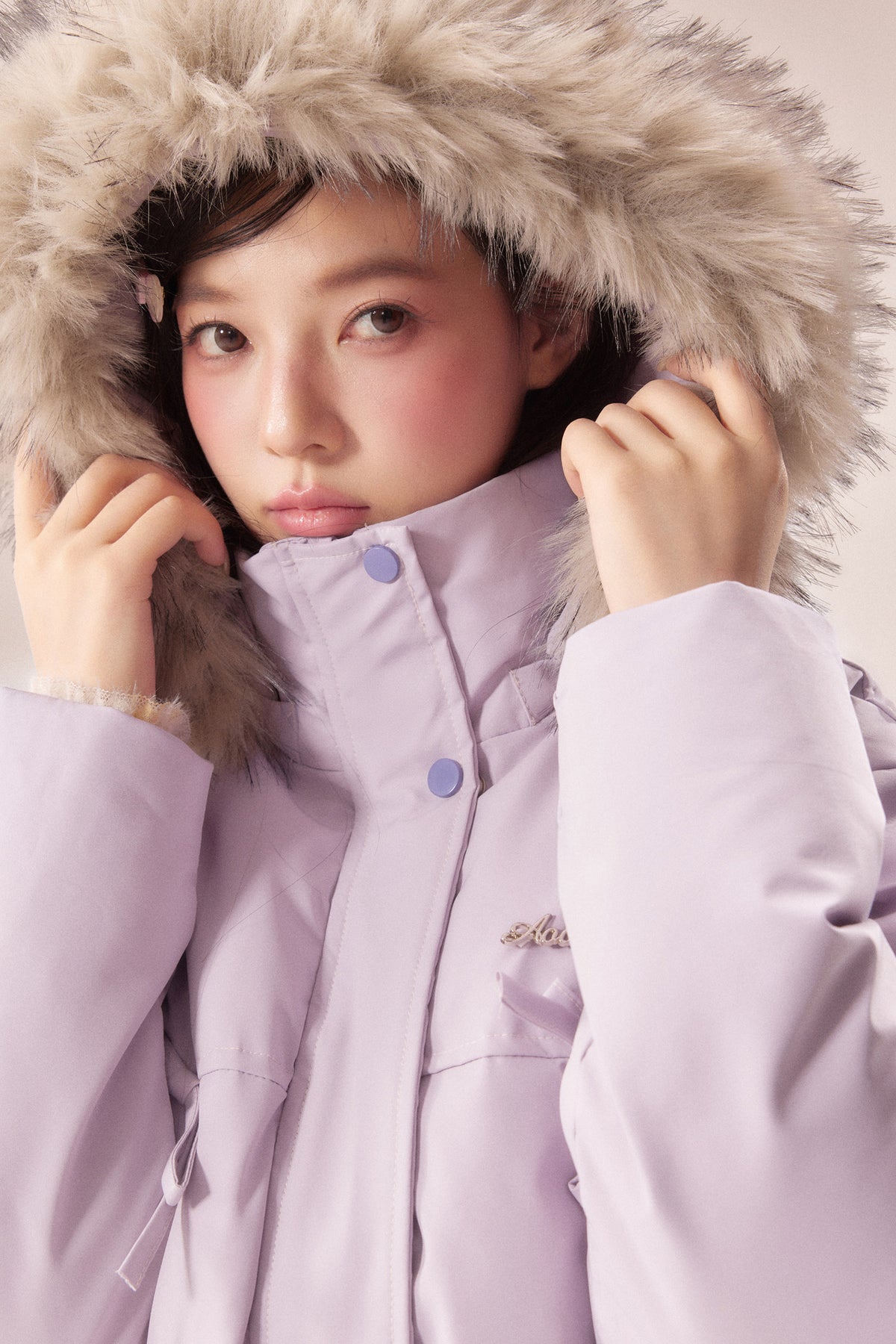 Mid-Length Fur Collar Goose Down Jacket