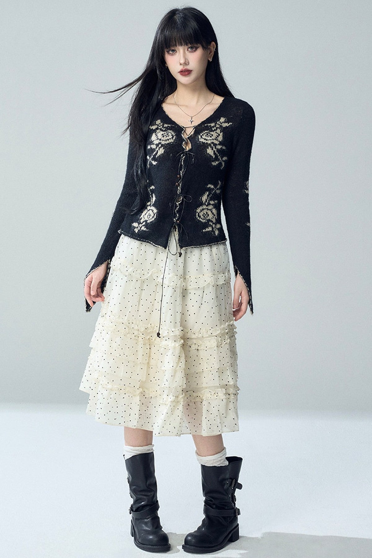 Rose Jacquard Knit Sweater