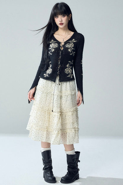 Rose Jacquard Knit Sweater