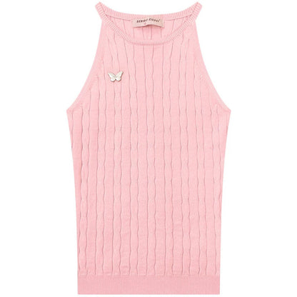 Butterfly Whisper Knit Halter Vest