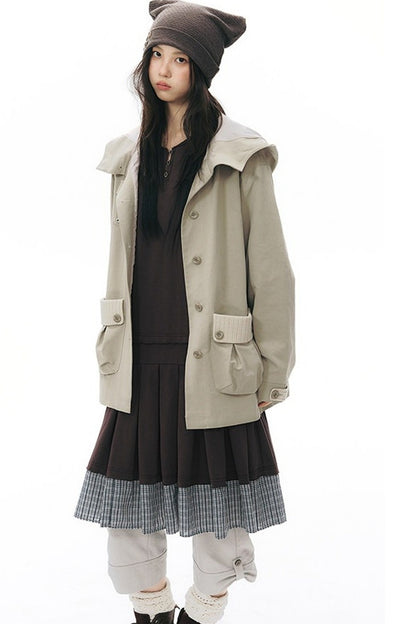 Workwear-Jacke mit Kapuze und Patchwork