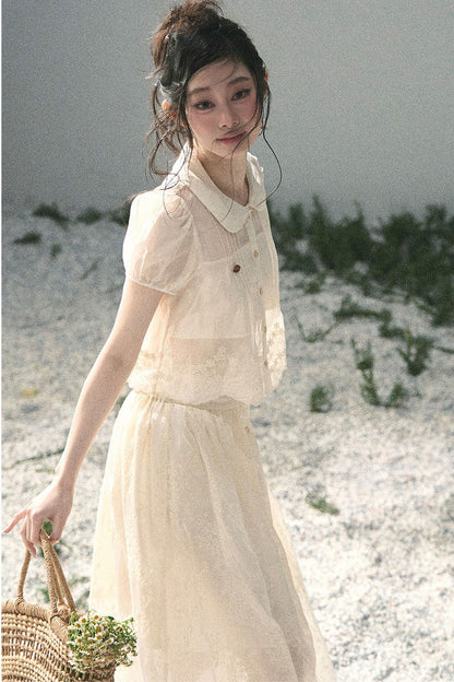 French Floral Lace Two-Piece Set