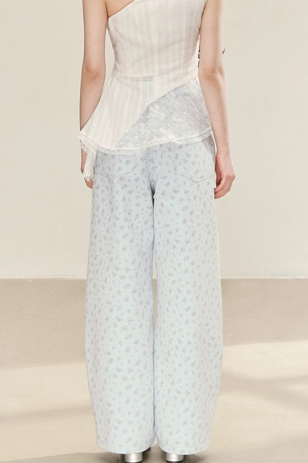 Pantalon Large Bleu Preppy