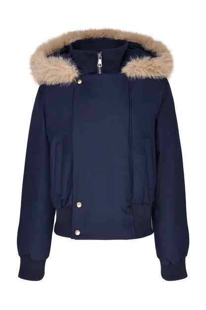 Hooded Fur Collar Down Jacket and Pants Set-Up