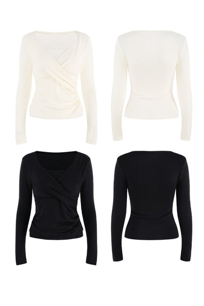 Round Neck Waist-Cinching Knit Top