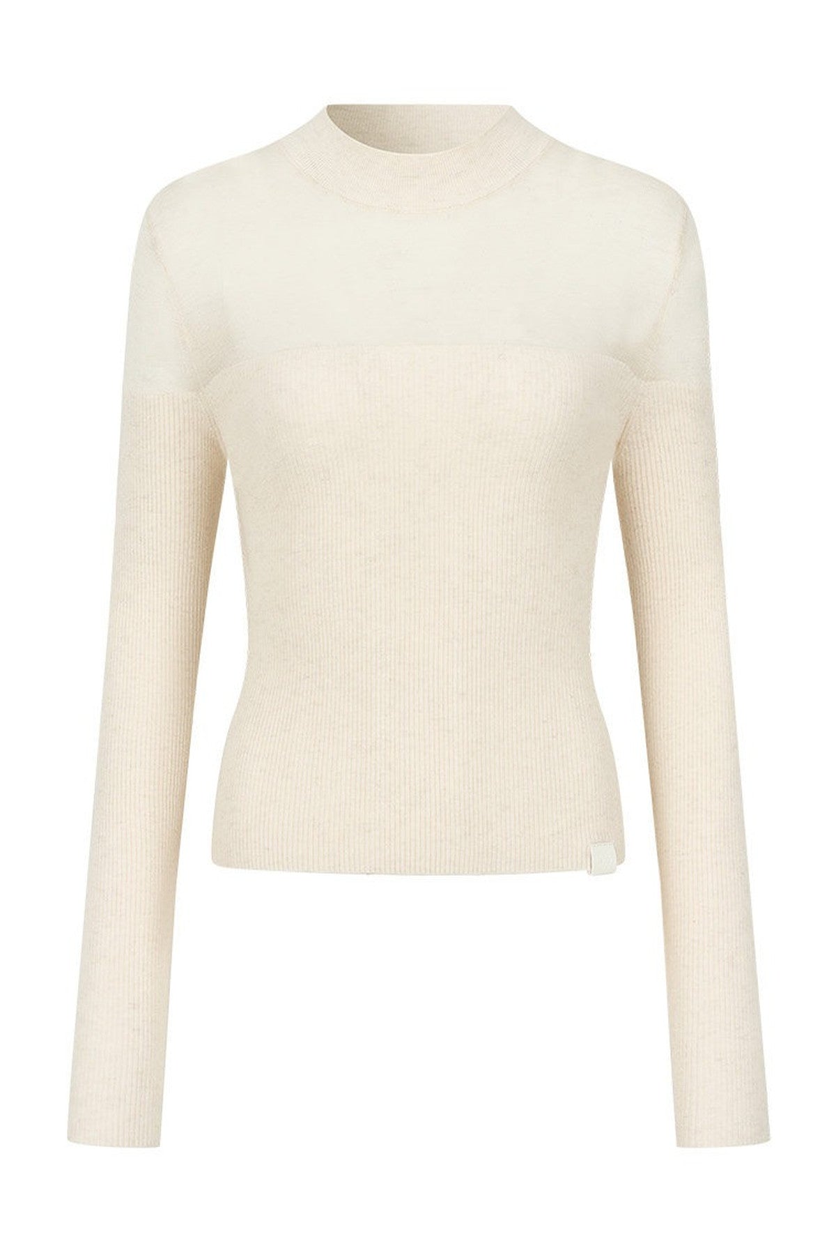 Tencel Spliced Half-Turtleneck Knit Top