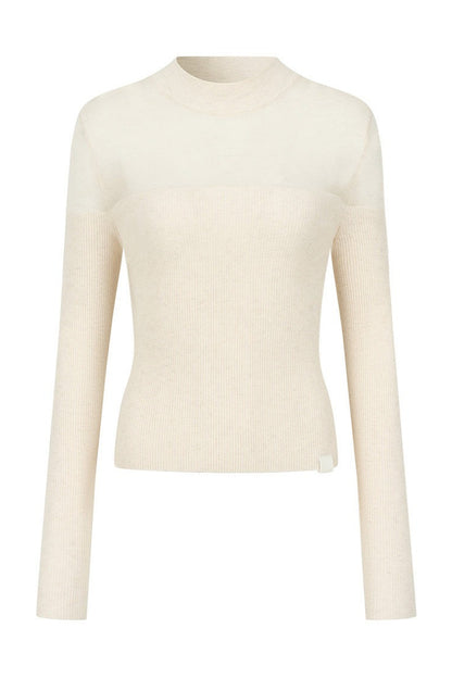 Tencel Spliced Half-Turtleneck Knit Top