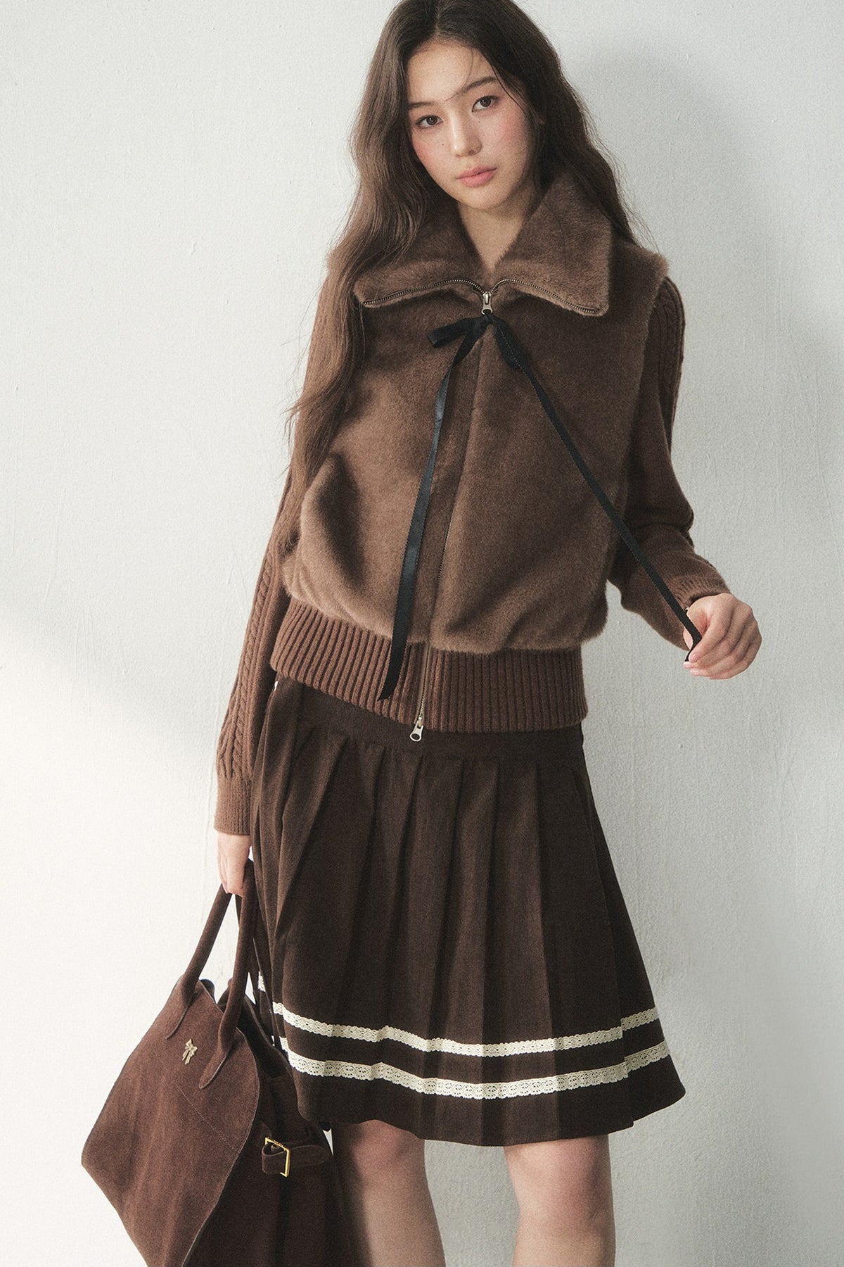 Knitted Patchwork Faux Fur Jacket