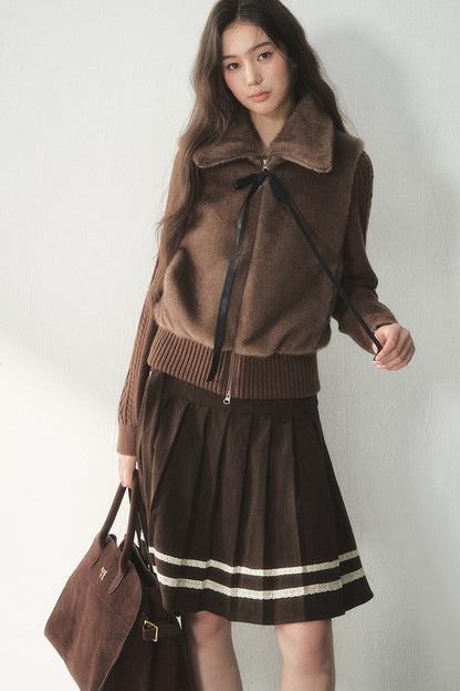 Knitted Patchwork Faux Fur Jacket