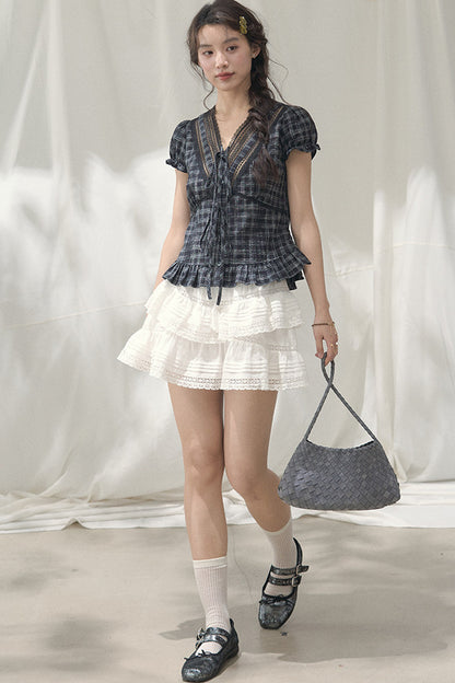 Summer Lace V-Neck Blouse