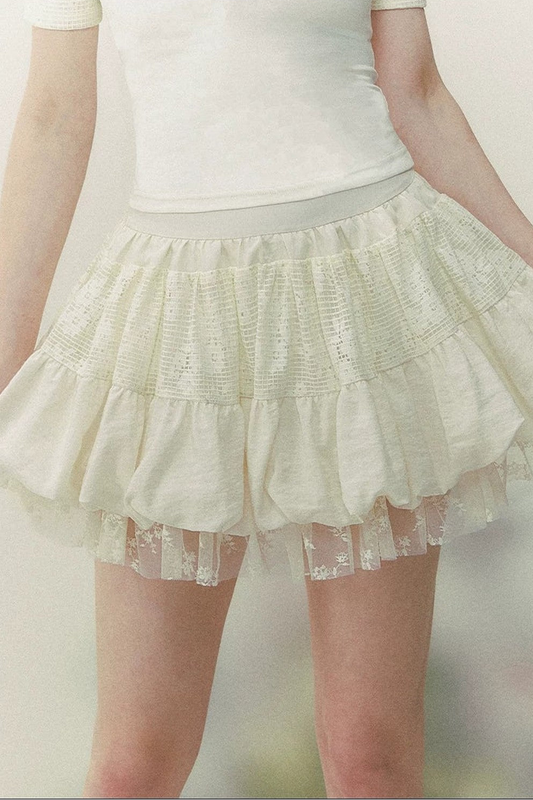 Layered Retro Lace A-Line Skirt