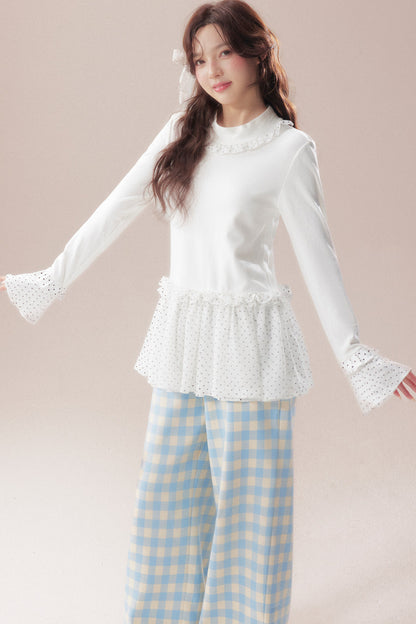Polka Dot Ruffle Base Layer Top