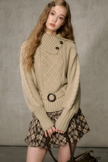 Diamond Pattern Cable Knit Top