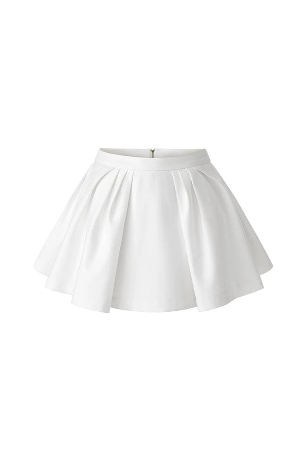Color-Block Short-Sleeve Cardigan and Puffy Skirt Set