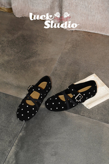 Round Toe Polka Dot Mary Jane Shoes