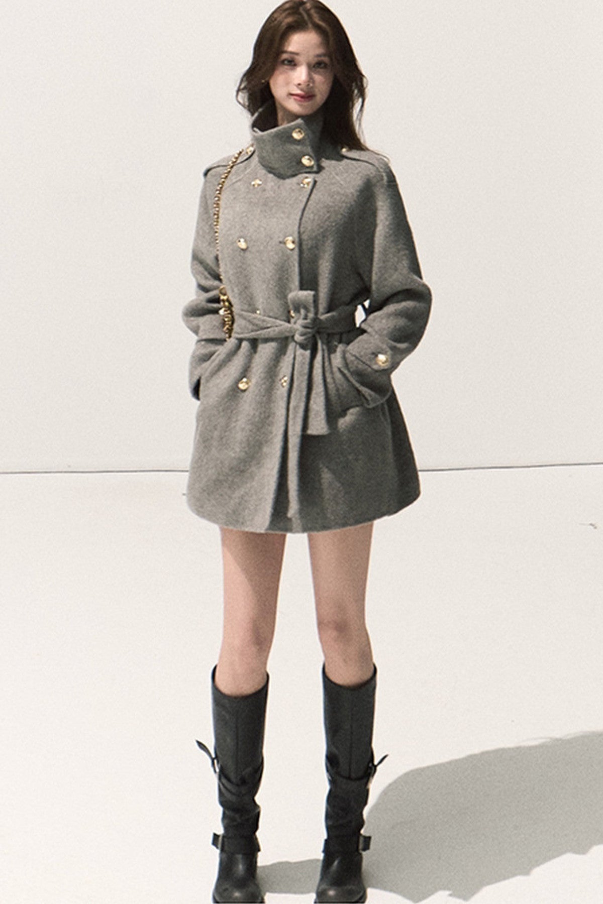 Cappotto in pura lana con cintura