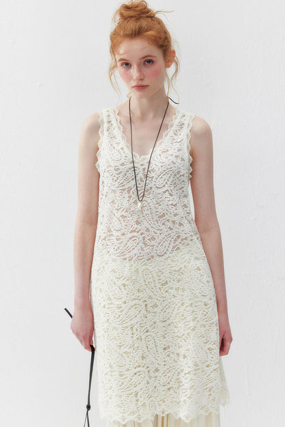 Paisley Cut-Out Lace Dress