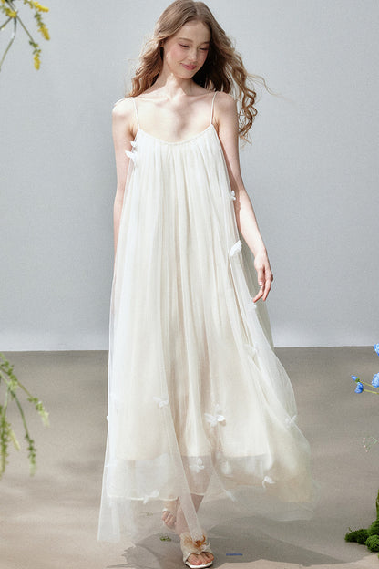 Butterfly Mesh Strap Long Dress