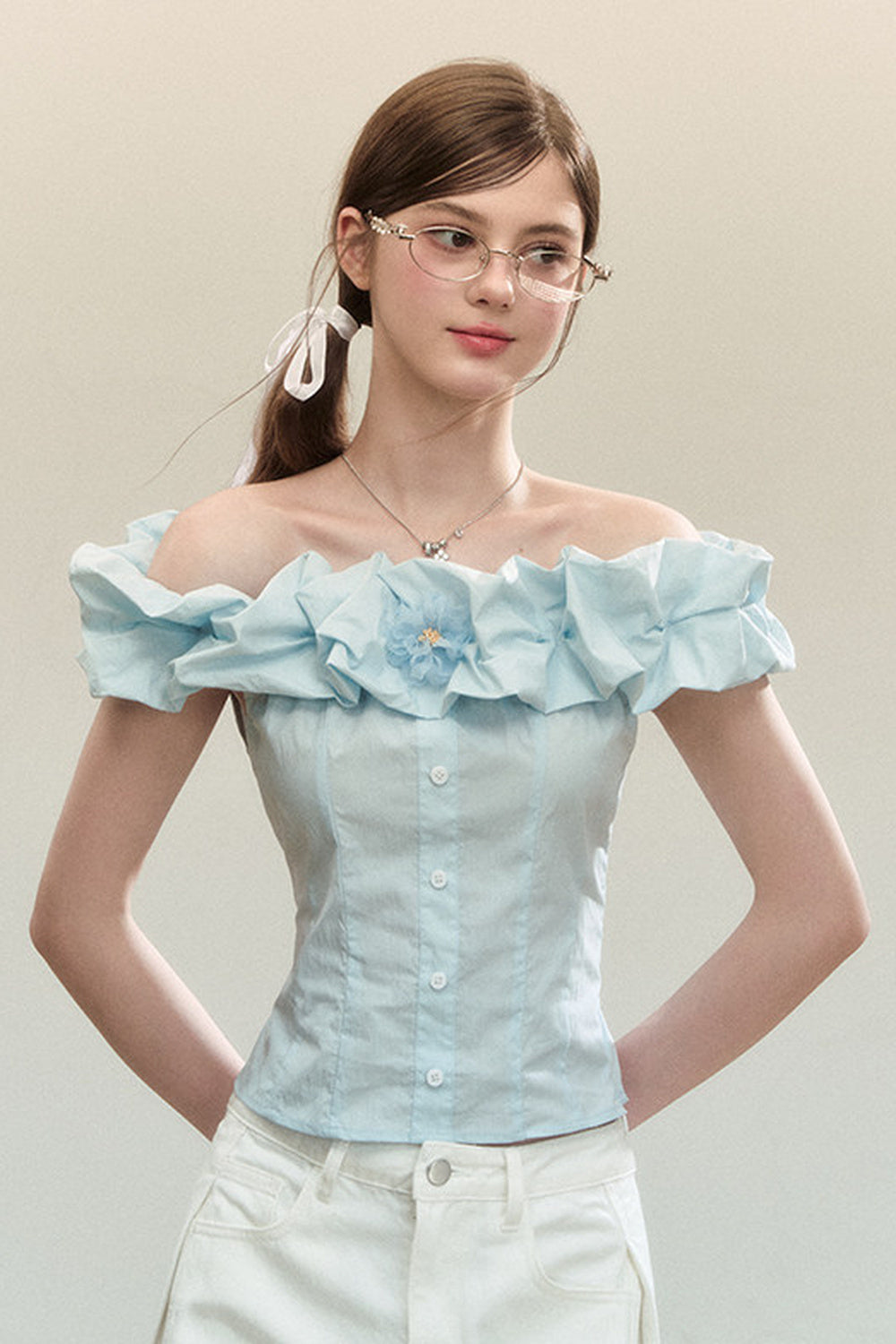 Off-Shoulder Ruffle Shirt