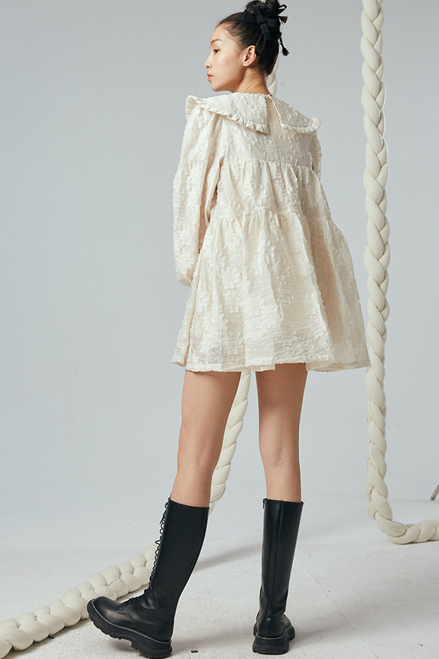 Ruffled Peter Pan Collar Dress
