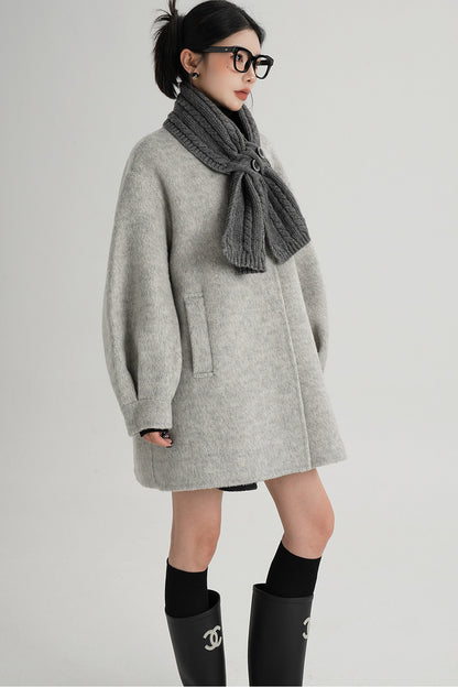 Scarf Collar Double-Sided Wool Coat