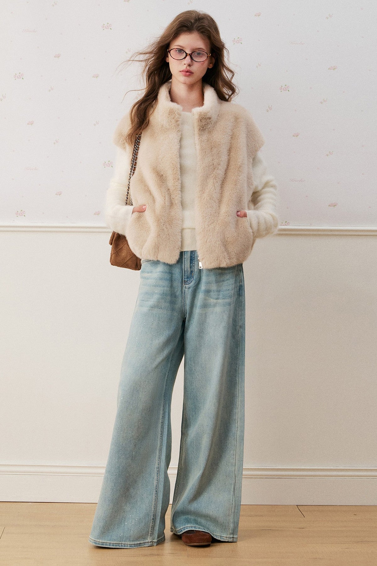 Cloud Velvet Stand Collar Faux Fur Vest