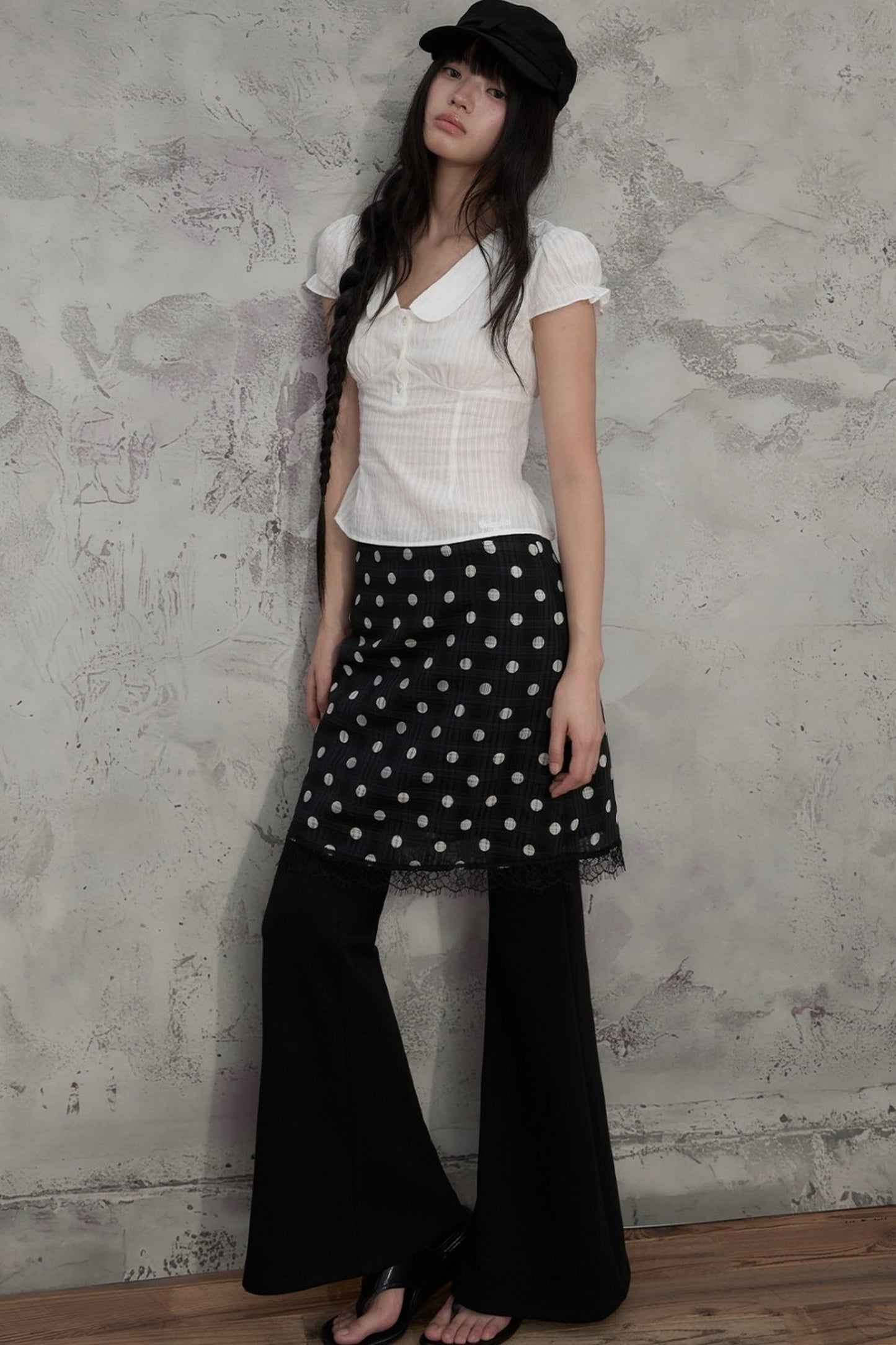 Lace Polka Dot A-Line Skirt