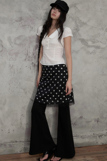 Lace Polka Dot A-Line Skirt