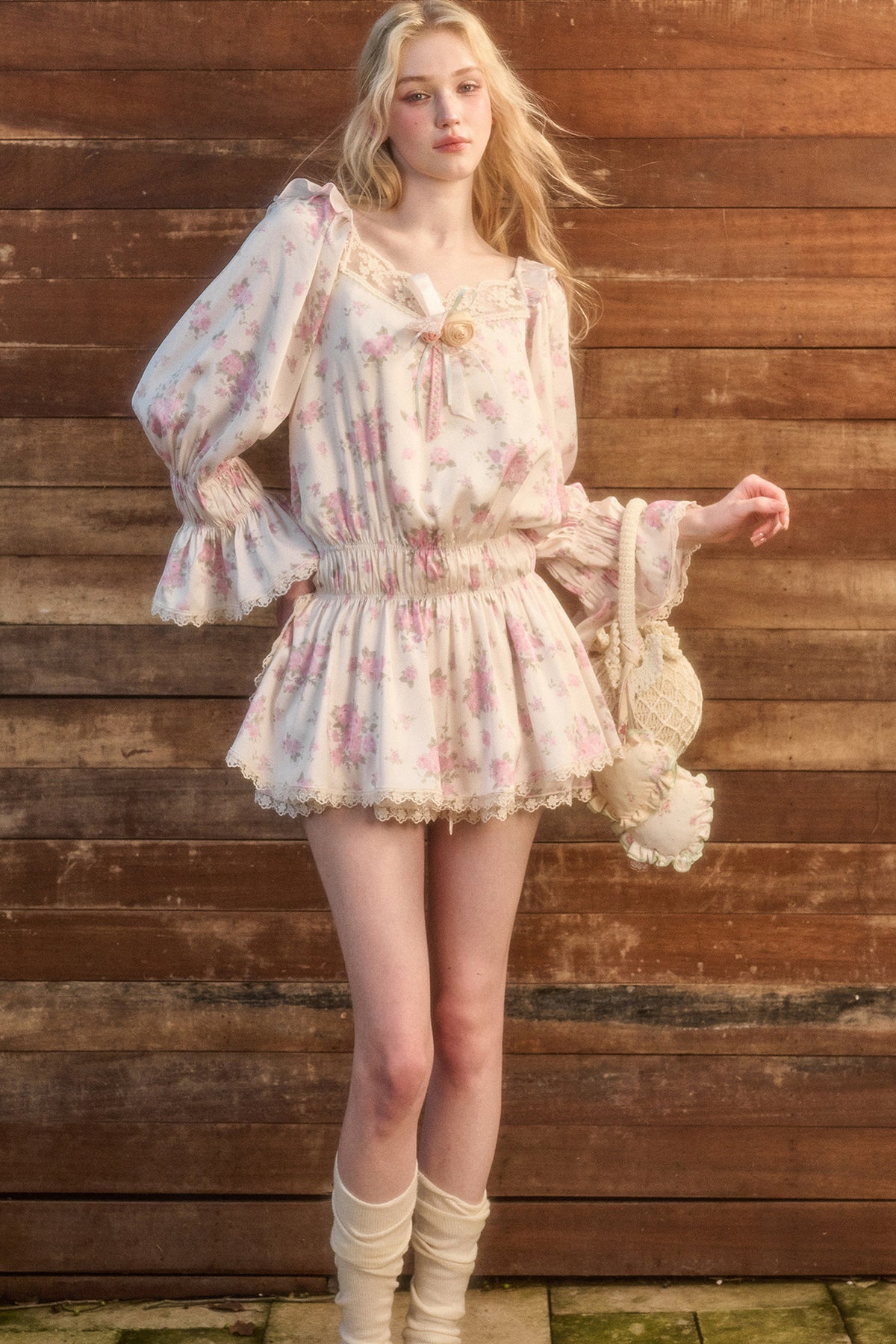 Floral Two-Piece Blouse and Shorts Set-Up