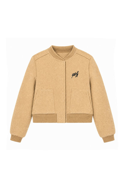 Woolen Baseball Jacket with Tiered Shirt Dress Set-Up