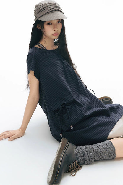 Plaid Pocket Vintage Dress